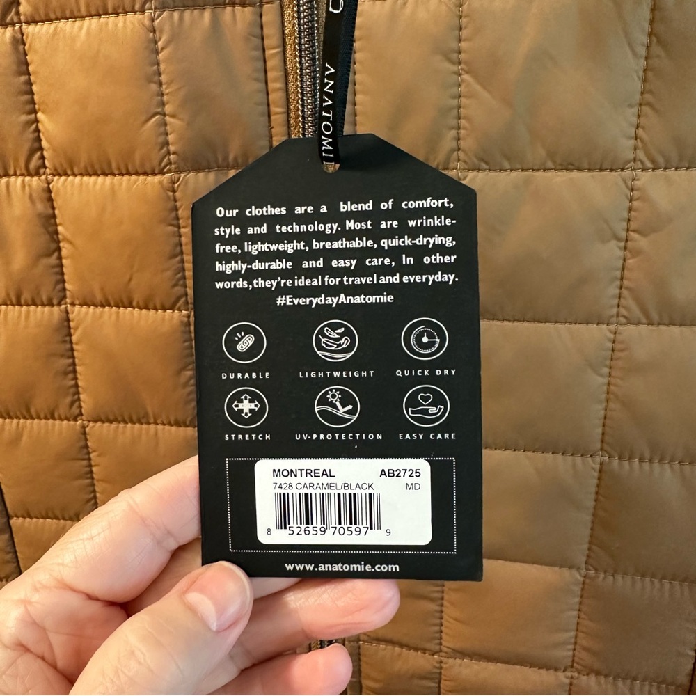 Anatomie Montreal Luxury High Collar Vest SZ M Camel Black - Picture 7 of 14